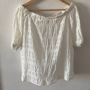 Off the Shoulder White Crinkle Blouse